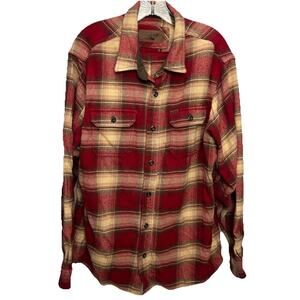 Orvis Men's Plaid Flannel Shirt Shacket Thick Fleece Red Size XLarge